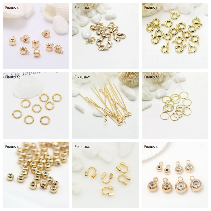 Jewelry Making Supplies 14k Gold Plated Crimp End Beads DIY Bracelet Stopper Beads Closures For Jewelry End Clip Buckle Clasps
