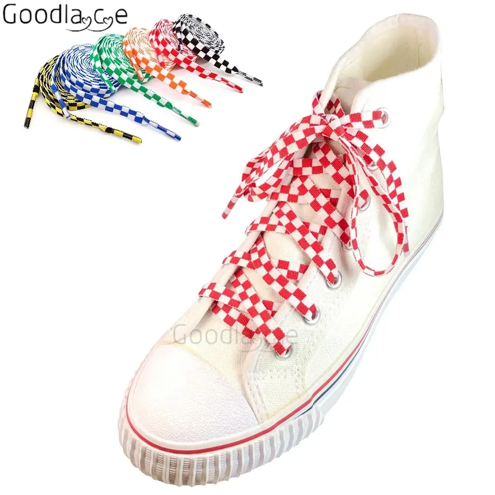 Good Quality Flat Shoe Lace Plaid Checkered Style Shoelace for Boots Shoes 140 CM