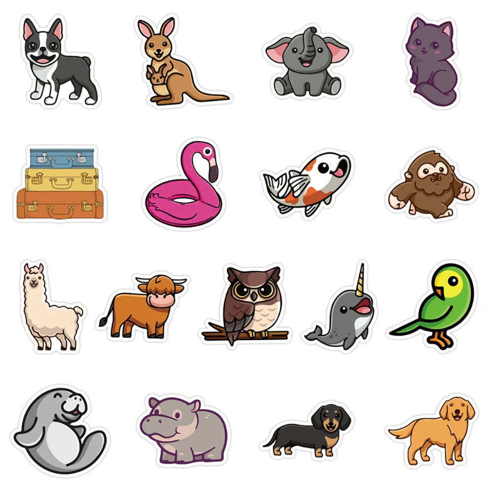 10/30/50PCS Kawaii Animal Cartoon Stickers Skateboard Fridge Phone Guitar Motorcycle Luggage Decal Sticker Fun for Kid Toy