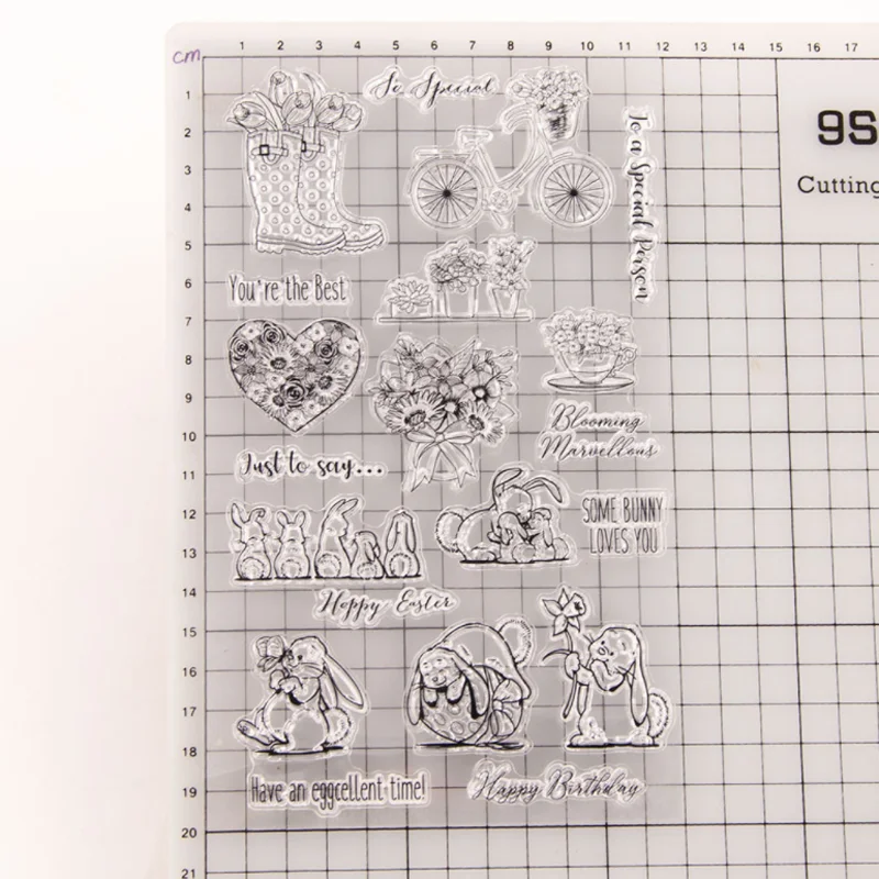 

Kawaii Rabbit Vase Transparent Clear Silicone Stamp Seal Cutting DIY Scrapbooking Rubber Stamping Coloring Diary Decor Reusable