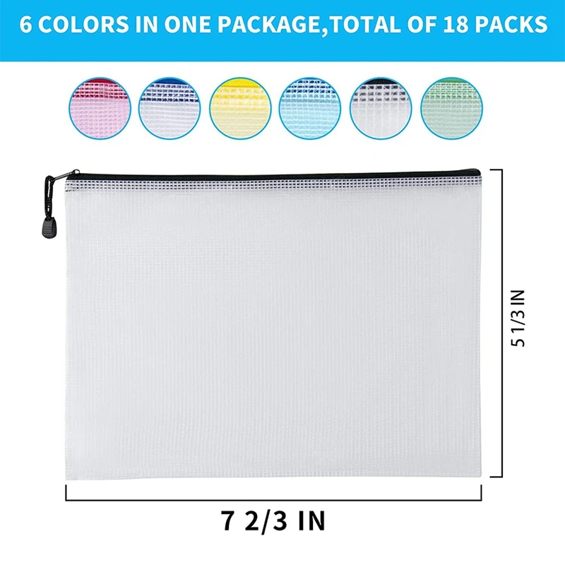 30Pcs B6 Mesh Zipper Pouch 5.3X7.7Inch,Waterproof Zip Bag for School Office Supplies, Puzzles & Games Organizing Storage