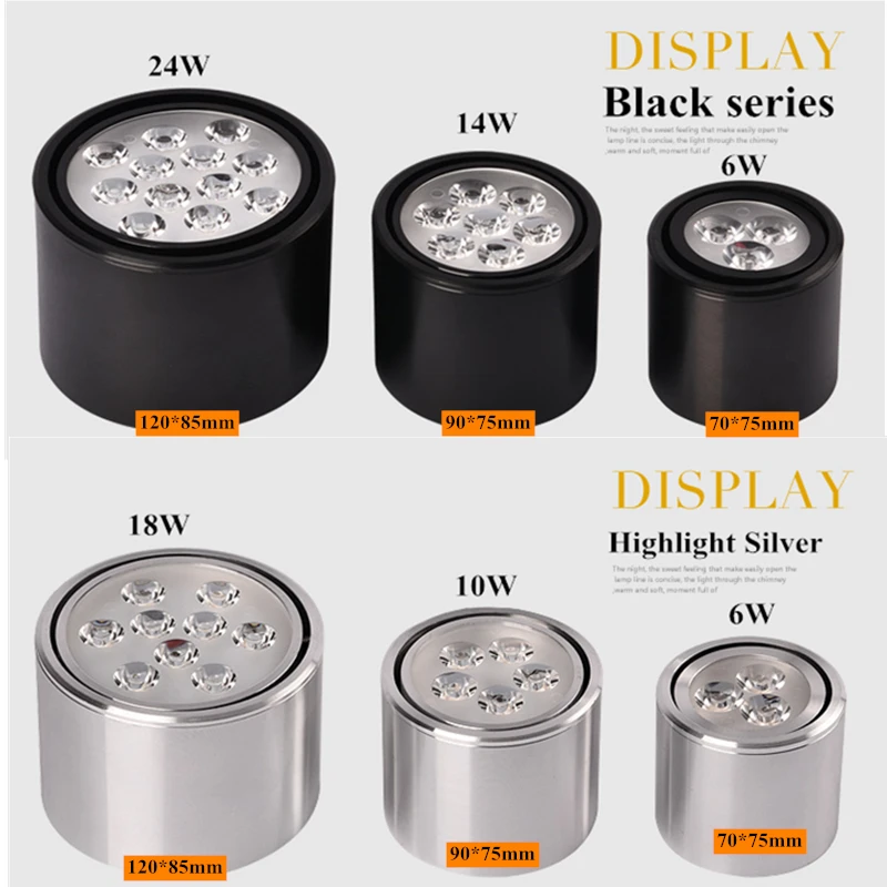 

1pcs Dimmable 6W 10W 14W 18W 24W led spot downlight High Power LED Ceiling Spot Light Kitchen Bathroom LED Downlights AC