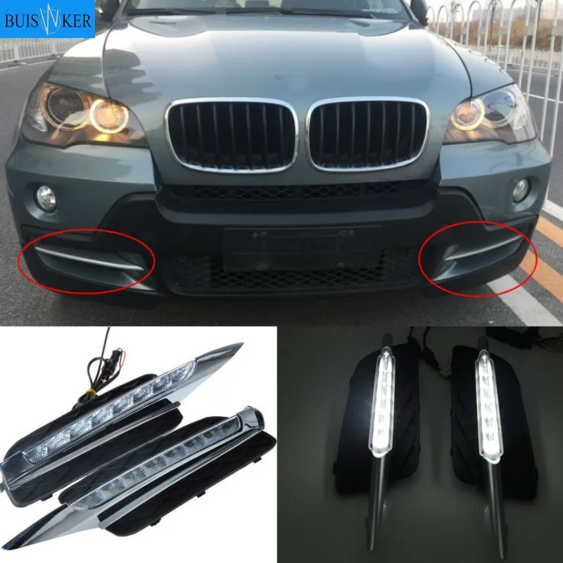 

1Pair DRL For BMW X5 E70 2007 2008 2009 2010 Daytime Running Lights Daylight Car auto LED Fog Head Lamp Light Cover