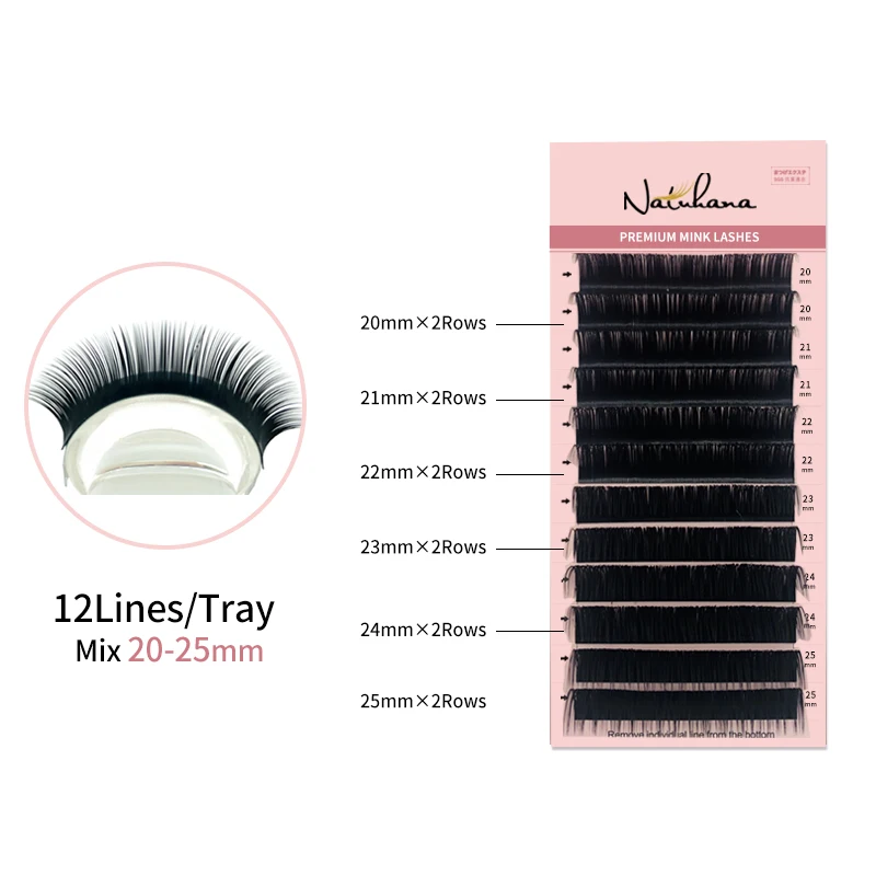 NATUHANA 8-25mm Mix Length False Eyelash Extension Individual Synthetic Mink Lengthening Eyelashes Normal Lashes for Makeup Tool