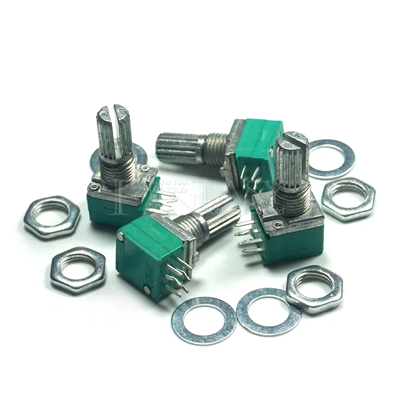 Potenciômetro de vedação amplificador 15mm, rk097g 5k 10k 20k 50k 100k 500k b5k com interruptor de áudio 6 pinos eixo