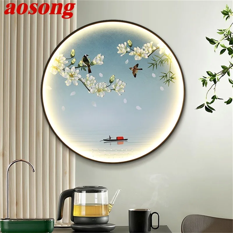 

AOSONG Indoor Wall Lamps Fixtures LED Chinese Style Mural Creative Bedroom Light Sconces for Home Bedroom