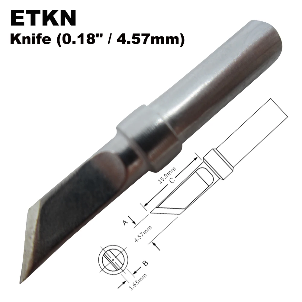 

ETKN Replacement Soldering Tip Knife 4.57mm Fit WELLER WES51 WES50 WESD51 WE1010NA WE1010EU PES51 LR21 LR20Welding Bit