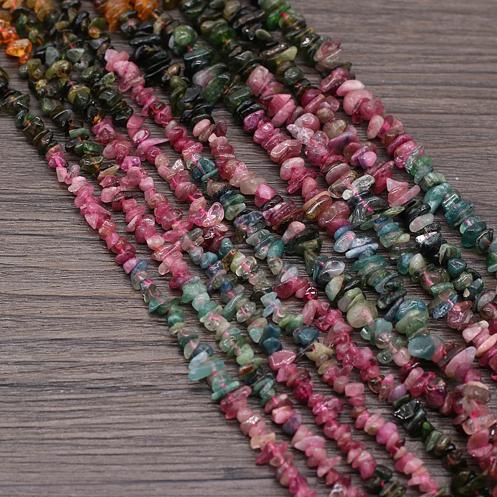 Multicolor Natural Watermelon Rainbow Tourmaline Stone Beads Irregular Gravel Chip Loose Beads DIY Bracelet Jewelry Making 15''