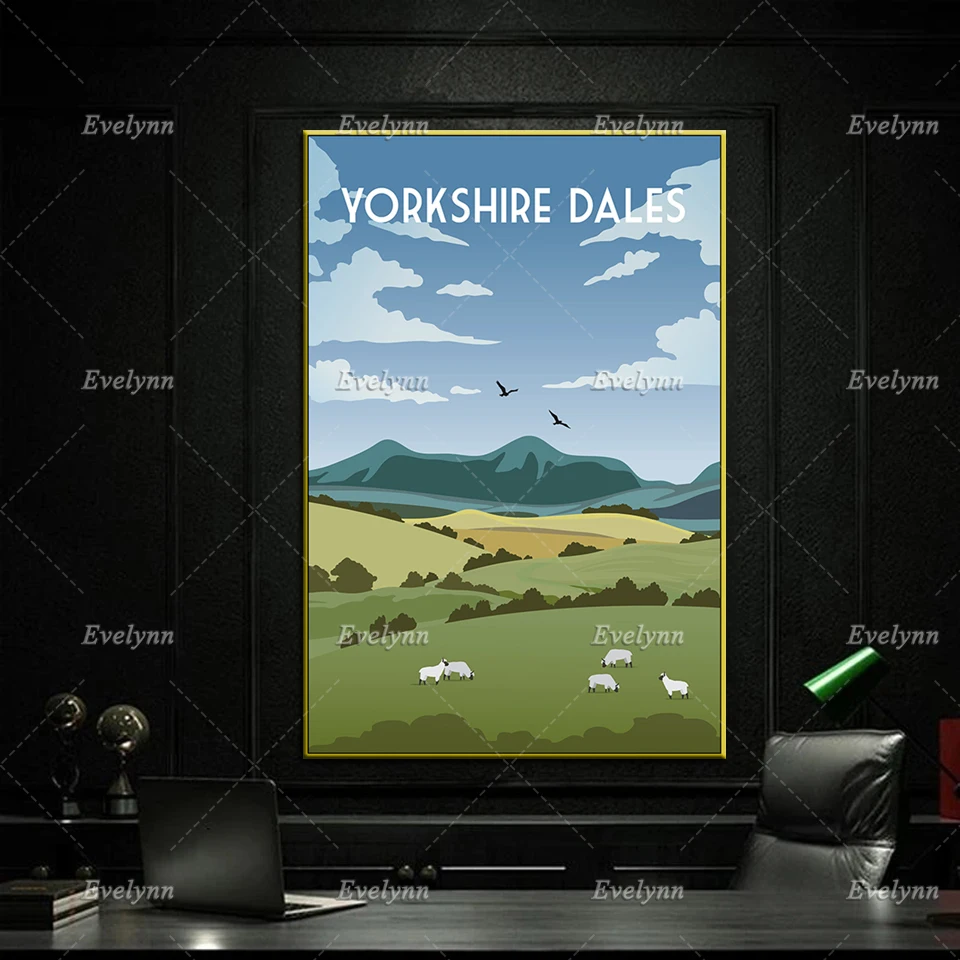 Yorkshire Dales Travel Print, Yorkshire Dales Travel Poster Yorkshire Poster, Yorkshire Print Home Decor Canvas Wall Art Prints