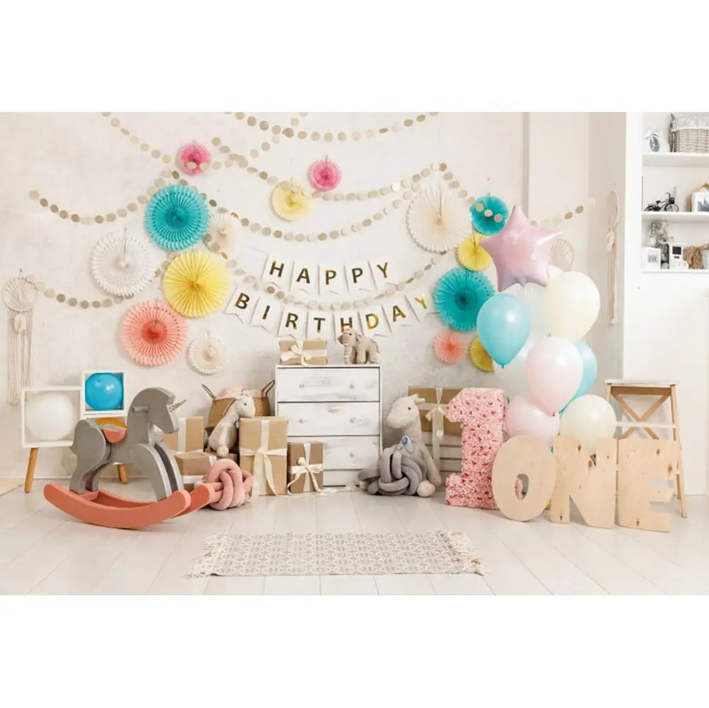 

1st Birthday Backdrop Vinyl Baby Room Balloon Interior Toy Doll Custom Photo Background For Photo Studio Decoration Photophone