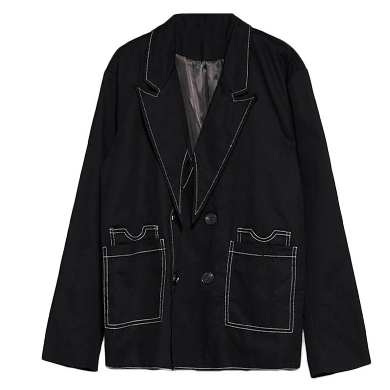 S-6XL!! Blazer simple à double boutonnage pour homme, beau, décontracté, avec ligne de couleur contrastée, 2020