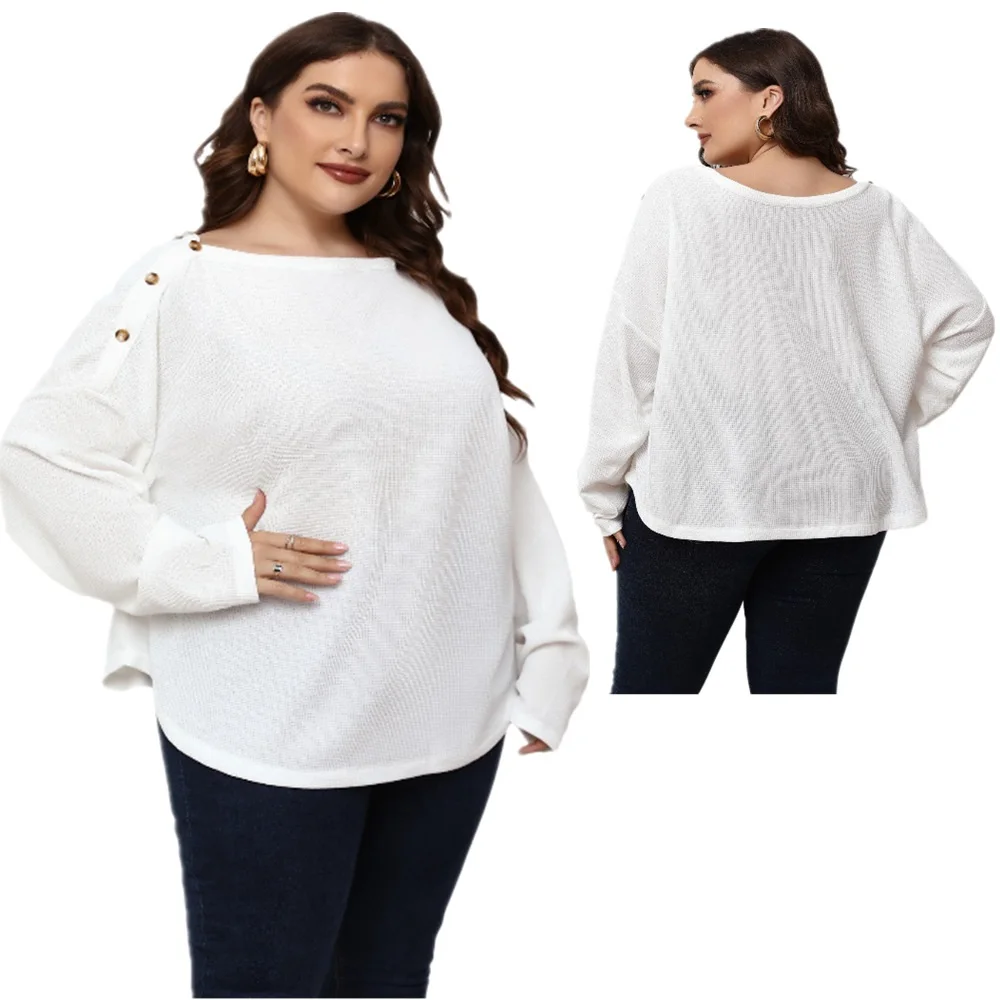 2022 primavera nuova vendita calda stile europeo e americano Plus Size camicia a maniche lunghe con scollo a barchetta per donna