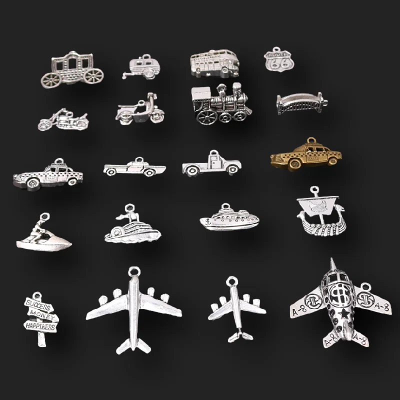 Retro Means of Transport Pendants DIY Jewelry Metal Accessories, Train Charms, Car Charms, Carriage Charms, Airplane Charms，P537