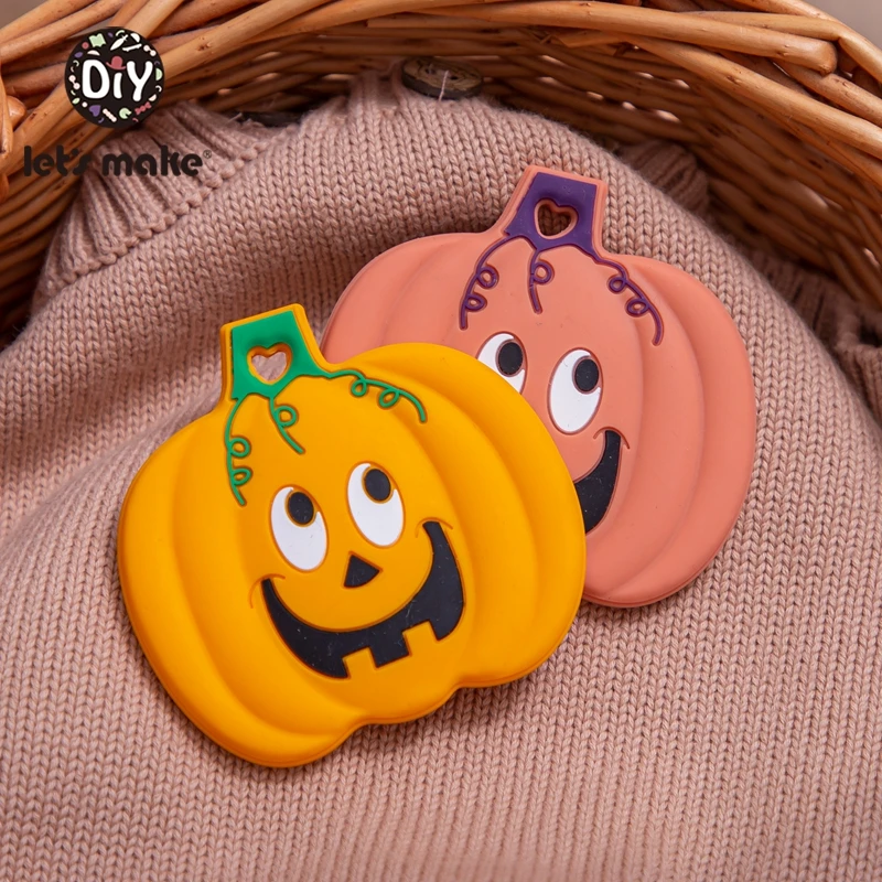 

Let'S Make 10PCS Silicone Baby Food Grade Halloween Pumpkin Skull DIY Silicone Teether Baby Toys Silicone Teething Toys