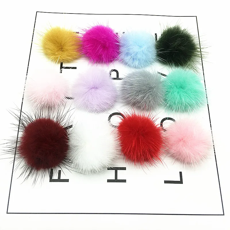 5Pc 4cm Mink Pompoms Fur Balls for Sewing on Knitted Beanies Keychain and Scarves Shoes Hats Earring Fur Pom Pom DIY Accessories