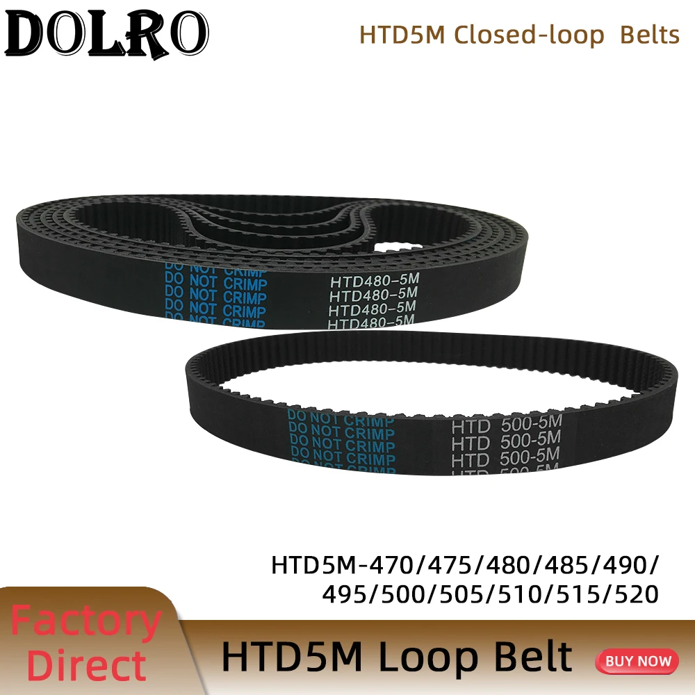 

HTD5M Synchronous Timing belt Pitch length 470/475/480/485/490/495/500/505/510/515/520 mm width 9/10/12/15/20/25mm Rubber closed