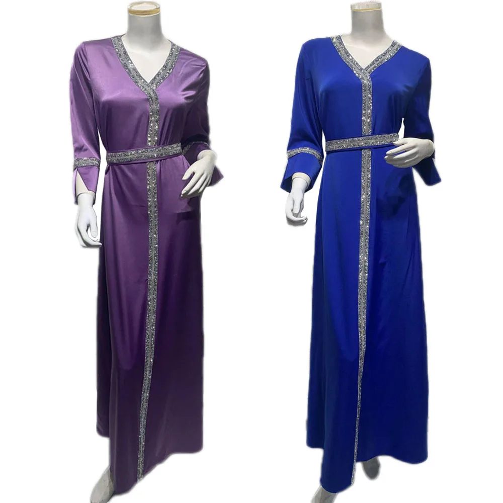 

Dubai Ramadan Islamic Clothing Muslim Abaya Arab Robe Turkish Moroccan Middle East Dresses For Women Malay Rhinestone Fashion