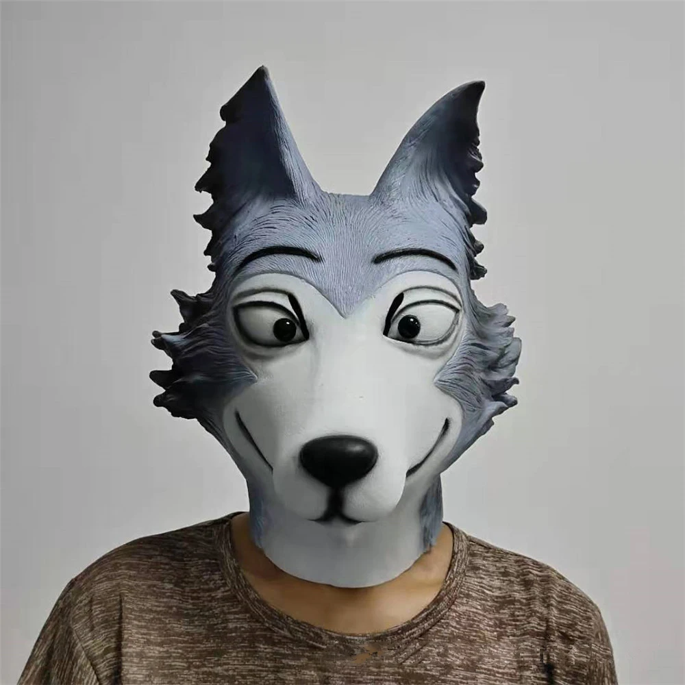 Anime Legoshi Beastars Wolf Mask Cosplay Animal Latex Masks Halloween Masquerade Party Costume Gloves Tail Props