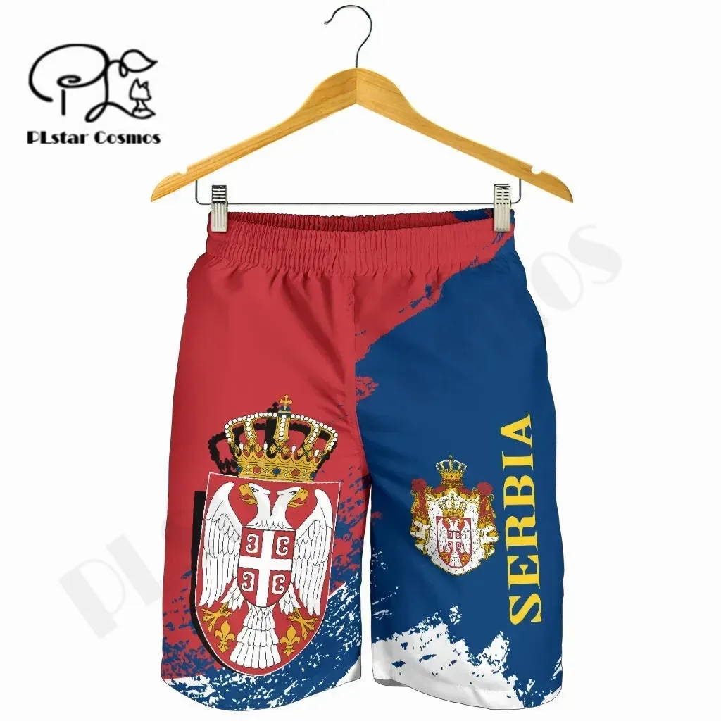 PLstar Cosmos Newest Serbia Flag Country Funny Summer Beach Breathable 3DPrint Casual Unique Unisex Casual Shorts Streetwear 1