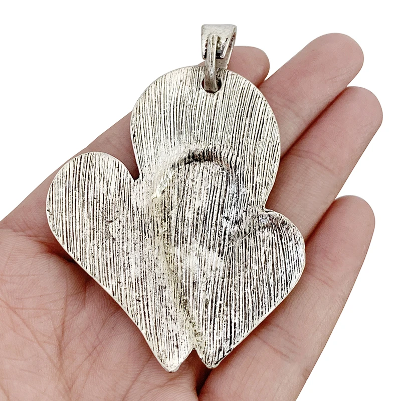 ZXZ 2pcs Tibetan Silver Large Double Heart Charms Pendants for Necklace Jewelry Making Accessories 78x54mm