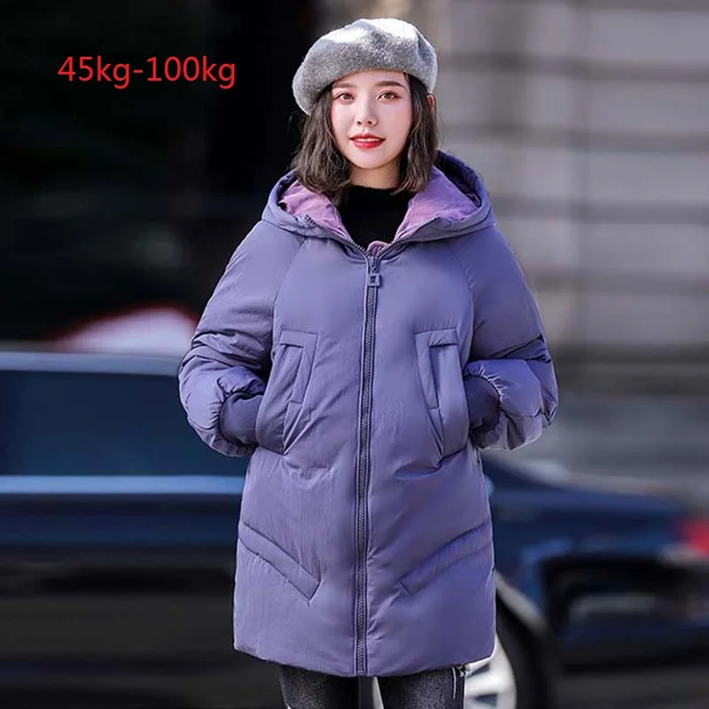 Plus Size 5XL 2024 Winter Jacket Coat Women Down Parka Solid Colors Elegance Thick Warm Winter Outerwear Female Puffer Jacket