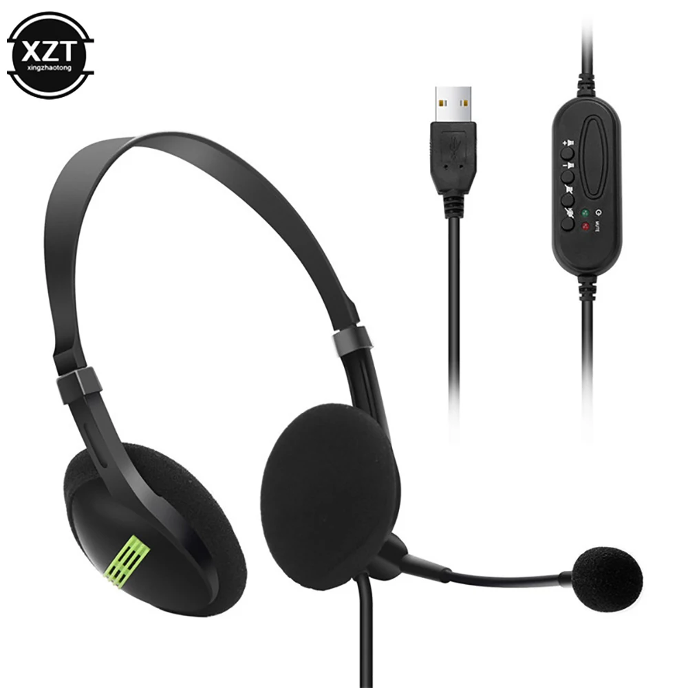 3.5mm Noise Cancelling Wired Headphones Microphone Universal USB Headset With Microphone For office PC /Laptop/Computer/notbook