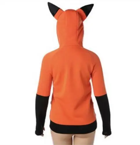 Halloween Costumes For Women Anime Fox Orelhas Ears Orange Hoodie Sweatshirts Plush Ball Decoration Christmas Jackets Out