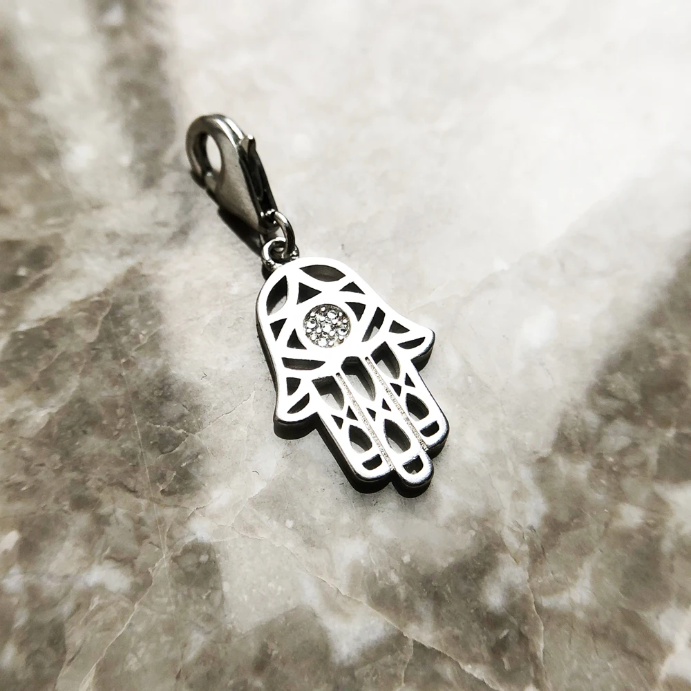 Hand of Fatima Charm Pendants For Women Men Vintage Amulet 925 Sterling Silver Jewelry