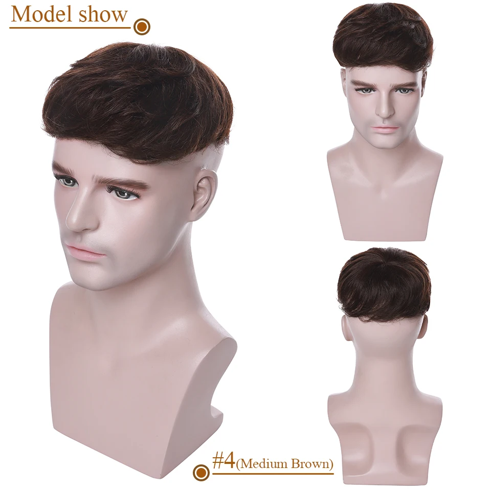 S-noilite Men Toupee 16x19cm Human Hair Replacement System 4Inch Men's Capillary Prothesis Male Hair Wig Clip In Hair Extensions