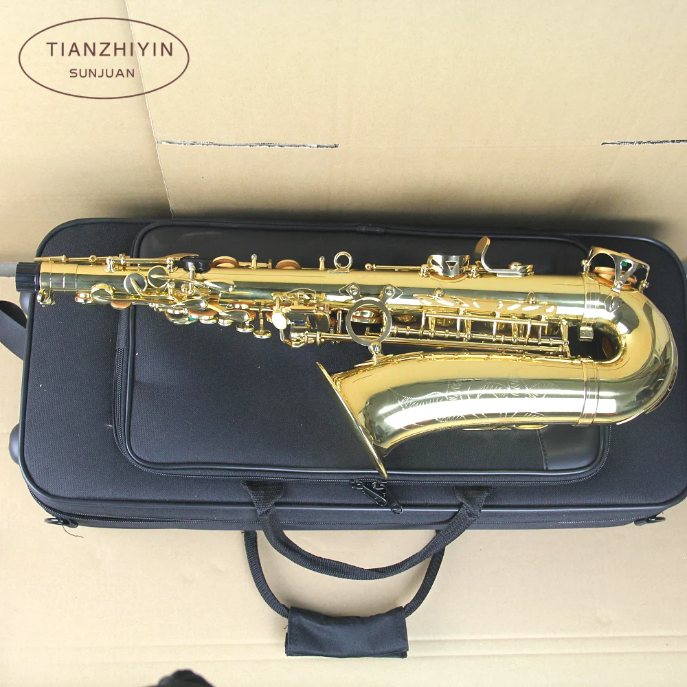 Alto saxophone Wholesale-Hot SALE Alto Eb Golden Sax Flat musical instruments professional saxophone Mouthpiece and case