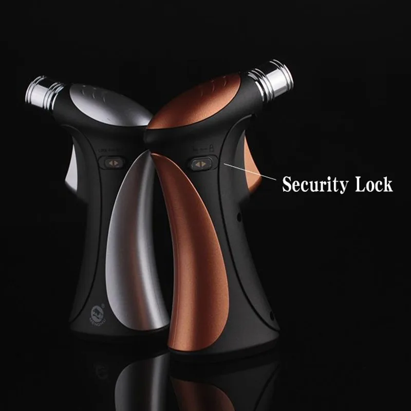 Metal Spray Gun Inflatable Windproof Gas Lighter Fixed Lock Outdoor Kitchen With Fire Point Cigar Butane Torch Lighter