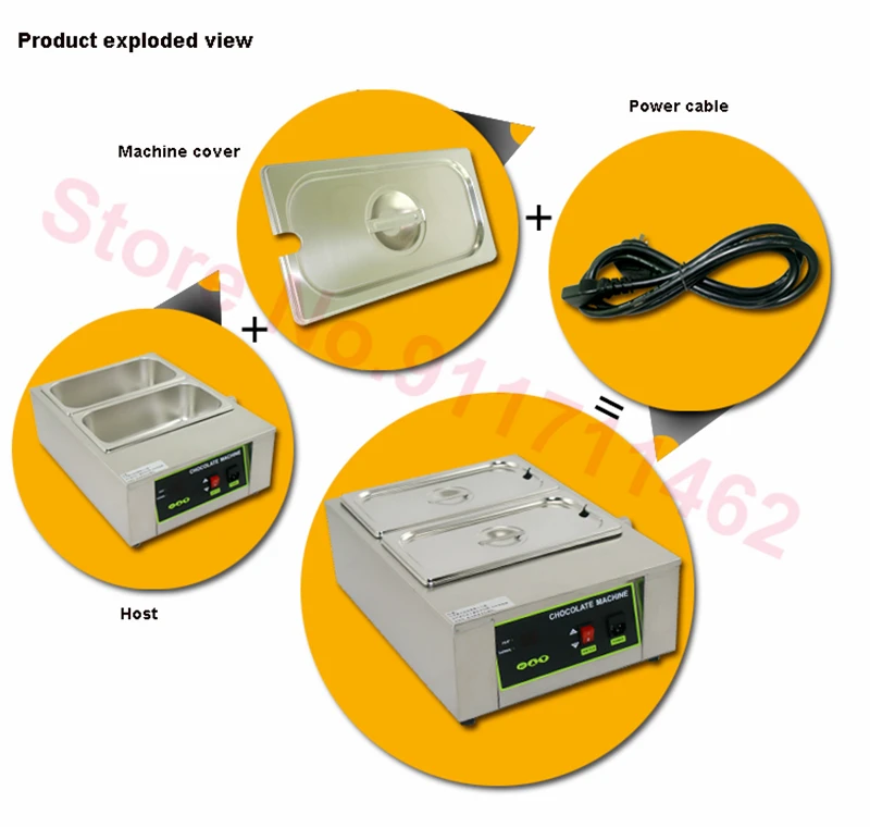 230V/110V 1000W Electric Chocolate Melting Furnace Chocolate Melter Stove Machine Melting Pot Double Cylinder