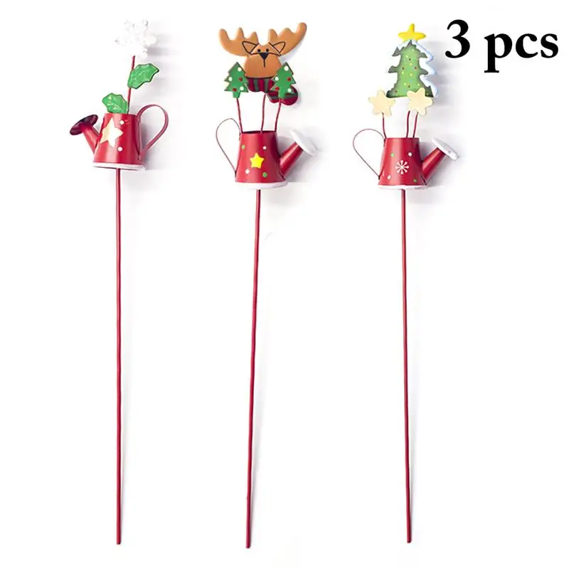 3pcs Christmas Table Topper Stick DIY Mini Watering Can Bucket Centerpiece Stick for Christmas Party DIY Decoration