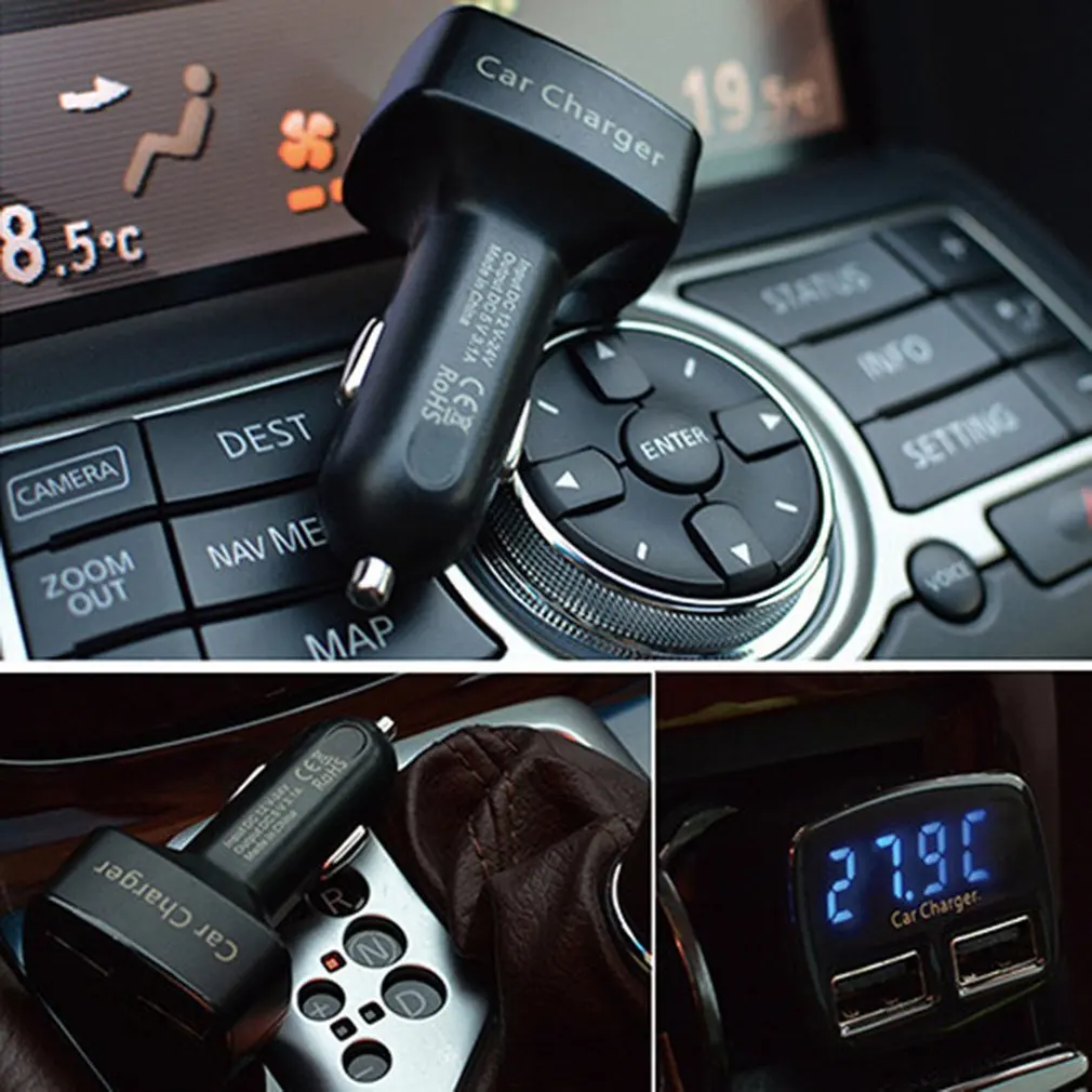 Автомобильное зарядное устройство с двумя USB-портами, 5 В, 3,1 А