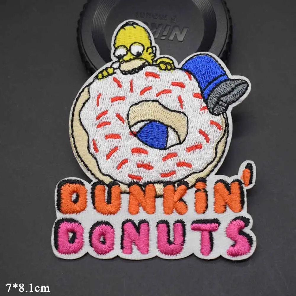 Disney Dunkin' Dunkin Donuts parches bordados para ropa de niña y mujer, pegatinas para ropa, venta al por mayor