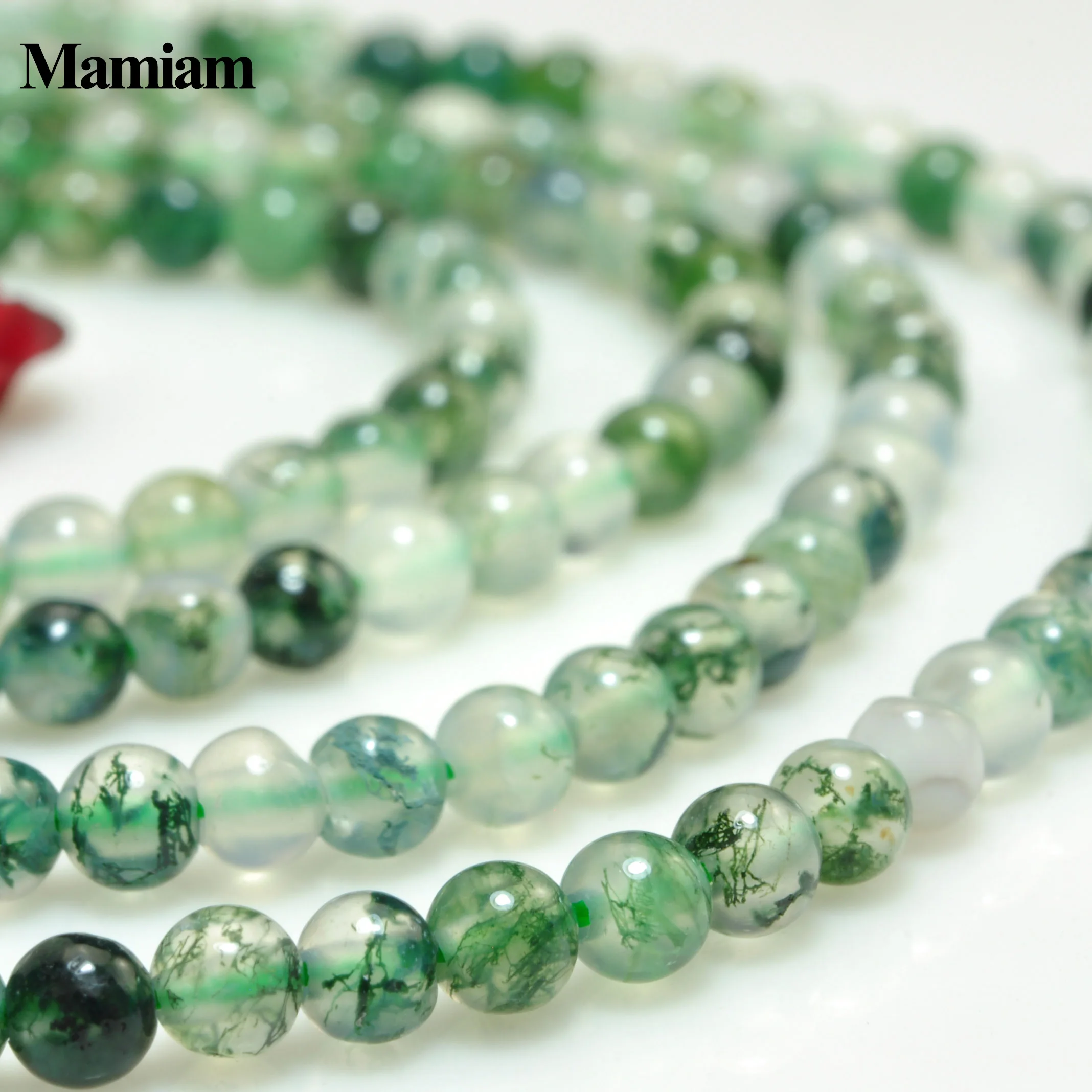 

Mamiam Natural A+ Moss Grass Agate Beads 2mm 3mm Smooth Loose Round Stone Diy Bracelet Necklace Jewelry Making Gemstone Design