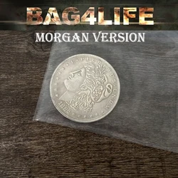 Bag4Life (1 Morgan Dollar and DVD) Magic Tricks Close Up Street Illusions Gimmick Prop Named Coin Thru Clear Plastic Bag Magica