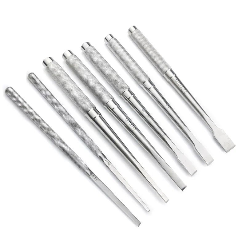 Osseous Bone Knife Small Flat Knurled Round Handle Chisel Nose Cosmetic Surgery Osteotome Osteotomy Orthopedics Pet Instrument