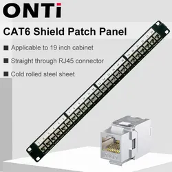 ONTi 24 Port Shield Patch Panel CAT5E/6/6A/7/8 Module RJ45 Connector 19 Inch Rackmount Wall Mount Keystone Jack Patch Panel
