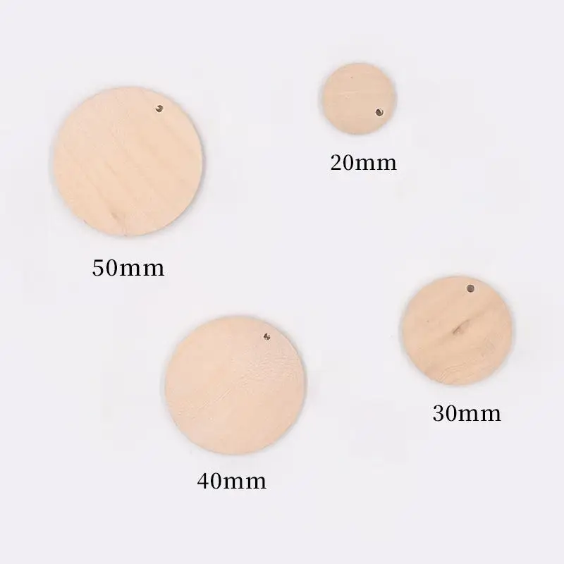 50pcs Round Pack Wooden 2cm 3cm 4cm 5cm Circles Natural Discs Blank Signs Crafts Wedding Party Gift Label Hang Tag Cards