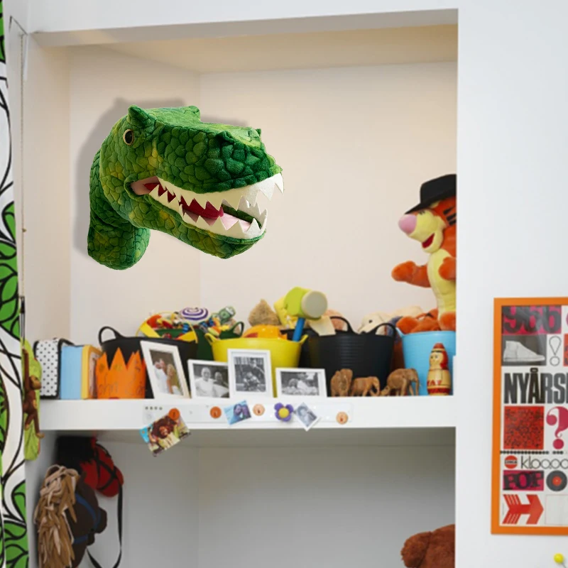 New Design  T-Rex Head For Wall Decoration Dinosaur Creative Plush Dinosau Ttyrannosaurus Stuffed Animal Plushtoys