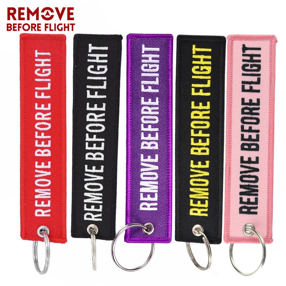 

50 PCS Remove Before Flight Chaveiro Embroidery Keychain Keyrings for Aviation Mixed Color Port Clef Jewelry Luggage Tag Llavero