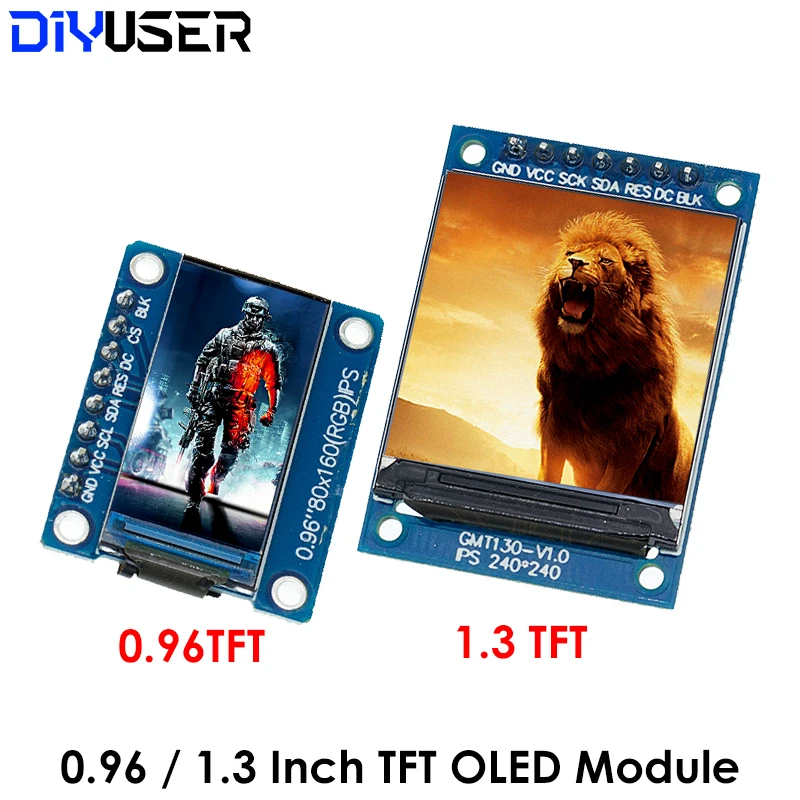 0.96 inch 8Pin TFT / 1.3 inch 7pin ST7789 SPI 128* 64 HD 65K Full Color LCD Module Drive IC 80*160 For Arduino