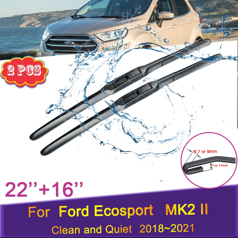 

Car Front Wiper Blades for Ford Ecosport MK2 2018 2019 2020 2021 Windshield Snow Scraping Frameless Silent Rubber Accessories