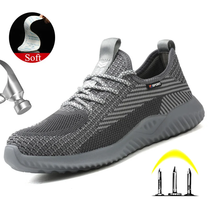 Yuxiang Lightweight Summer Breathable Work Sneakers Safety Shoes With Metal Toe Puncture-Proof Safety Boots Indestructible Shoes