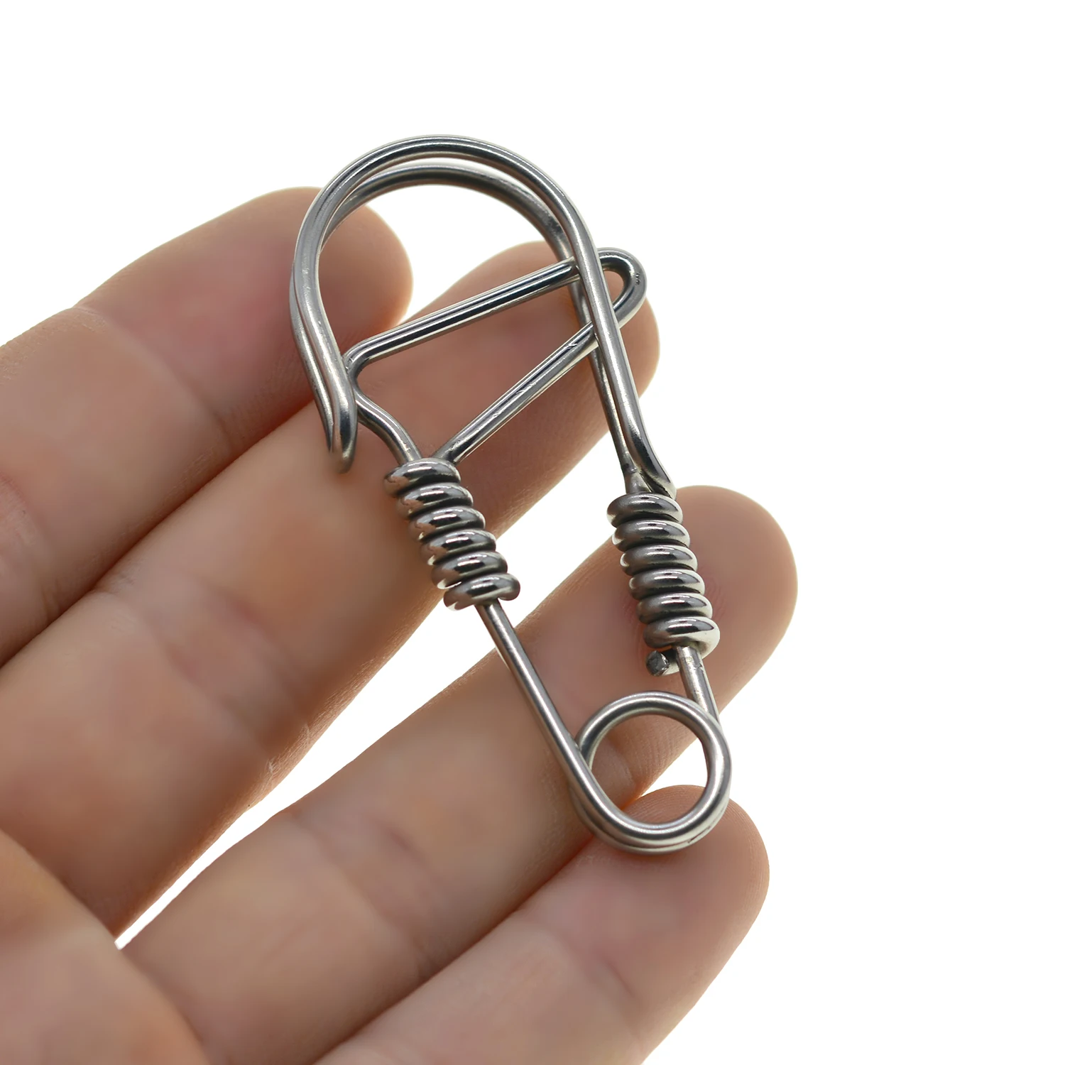 hand wrapped Unique creative Fine biker stainless steel wire snap clip hook Carabiner Key ring Keychain clasp FOB