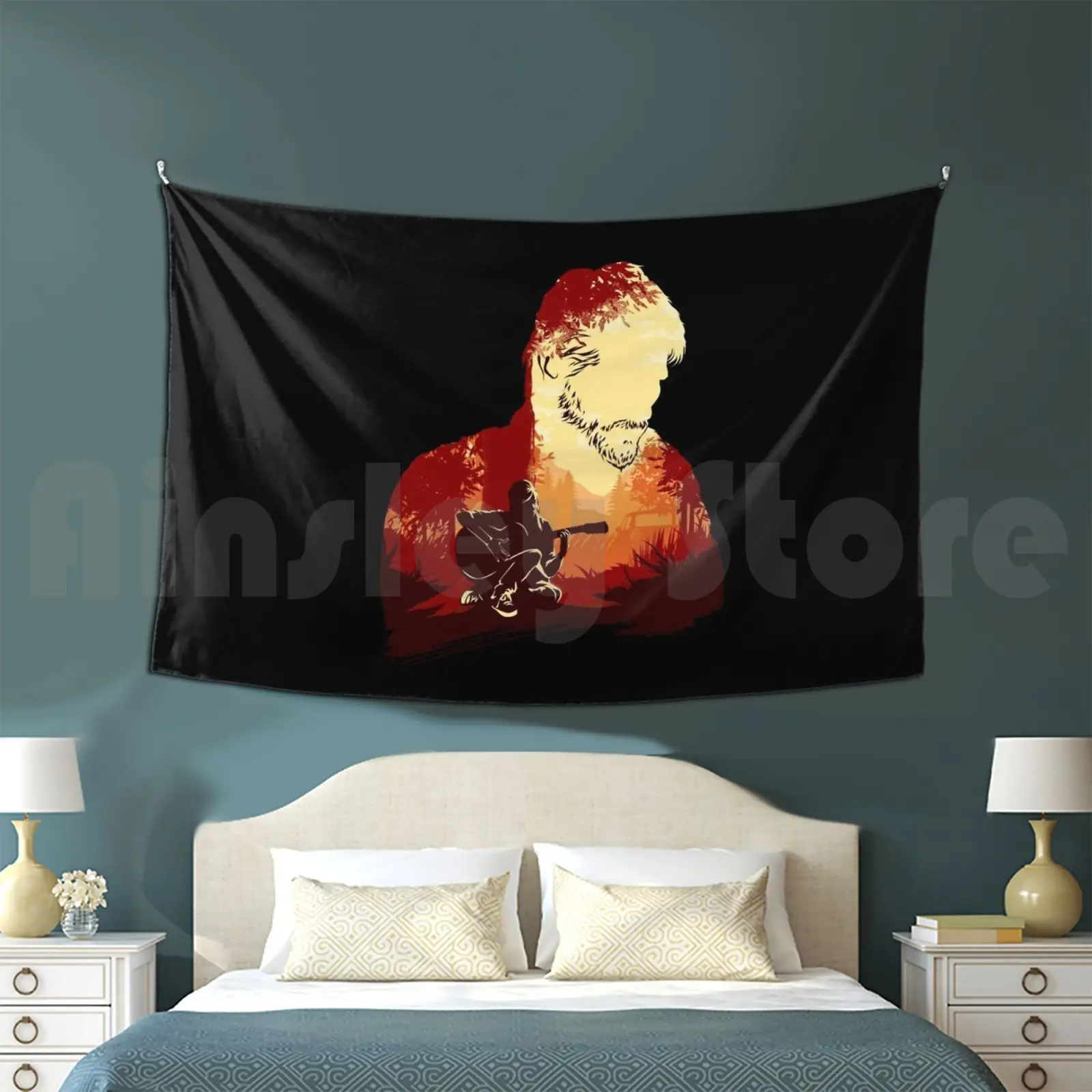 Joel And Ellie V2 Tapestry Living Room Bedroom The Last Of Us The Last Of Us Part 2 Part 2 Ellie Joel