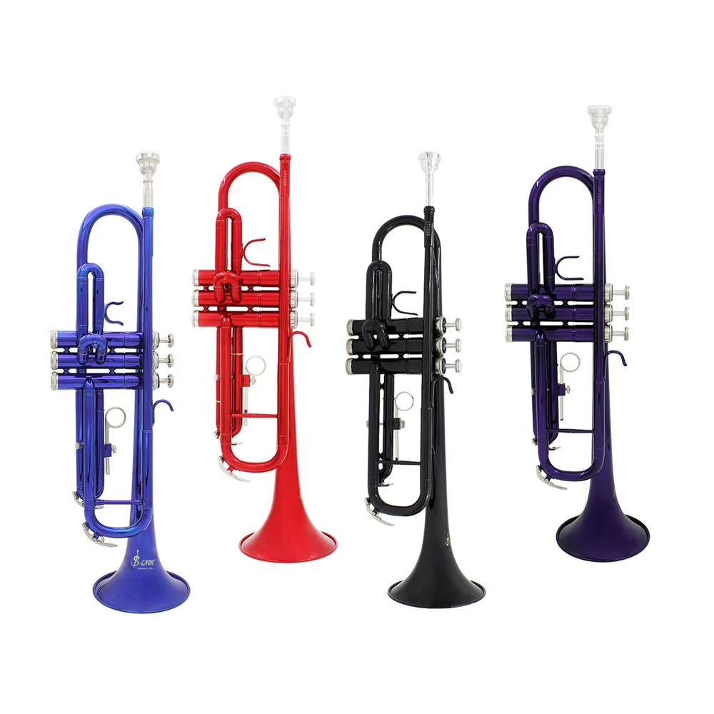 M MBAT Color Musical Trumpet Bb B Flat Trompeta Trumpet Professional Brass Trompete Instrument With Mouthpiece Gloves Strap Case