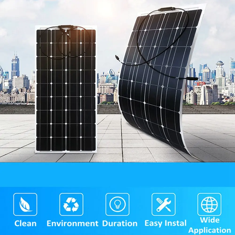 Solar Panels 500W 250W 18V Flexible Solar Cell Panel Battery Power Bank Solar Charger System Solar Panel Kit Complete For Home