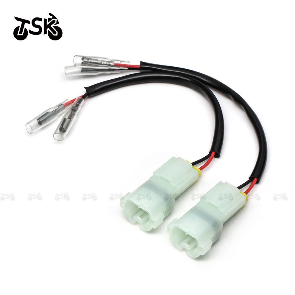 Motorcycle universal connector 2 power cord turn signal front fog lamp marking line adapter plug connector